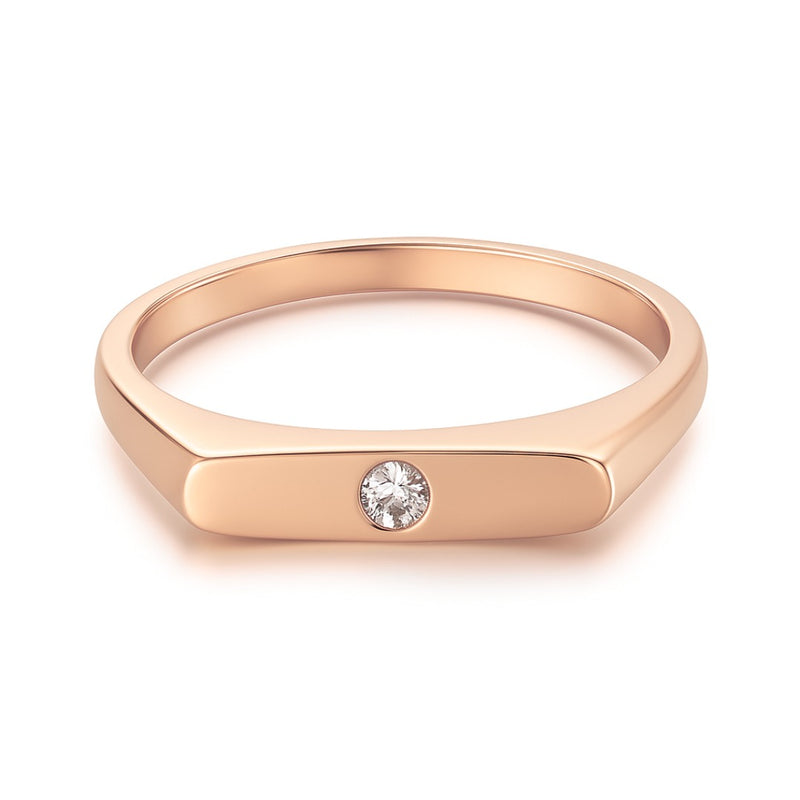 Signet Ring in Gold with Diamonds