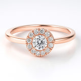 Round Shape Halo Style Ring in Gold with Diamonds