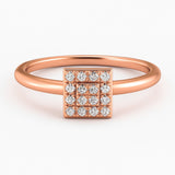 Square Shape Ring in Gold with Diamonds