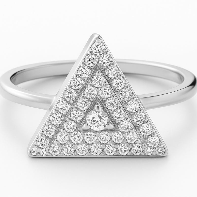 Pyramid Pave Ring in Gold with Diamonds