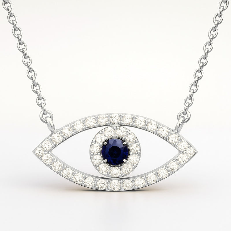 Eye Shape Necklace in Gold with Diamonds