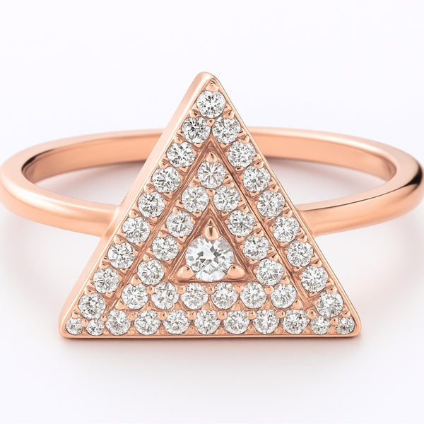 Pyramid Pave Ring in Gold with Diamonds
