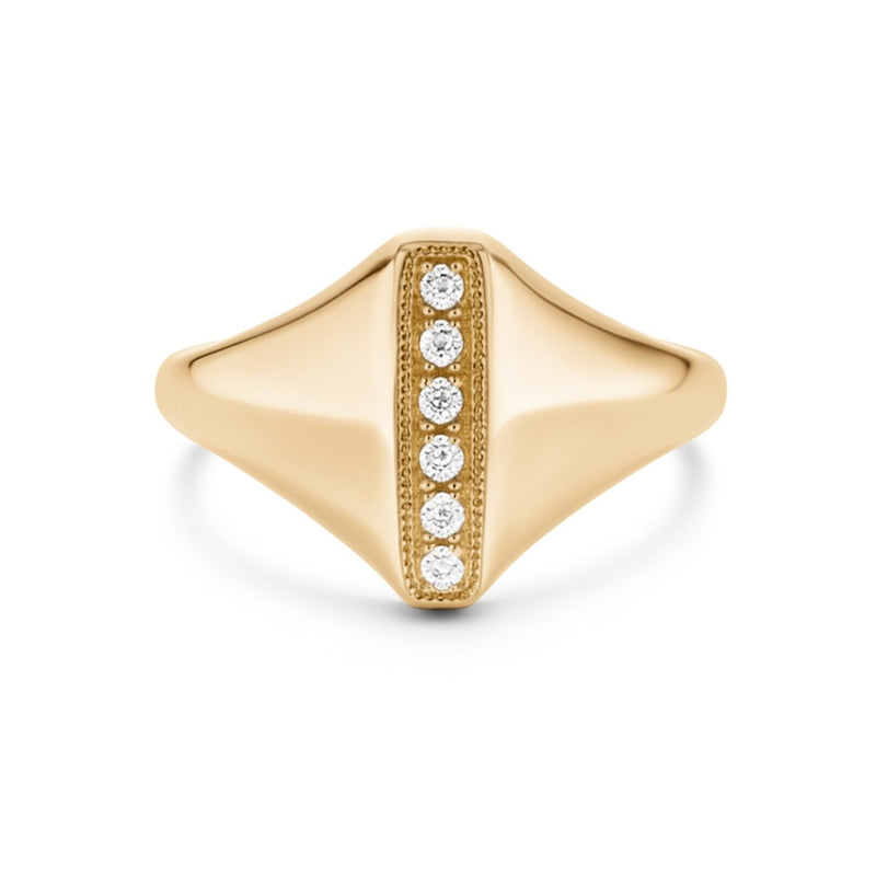 Signet Ring in Gold with Diamonds