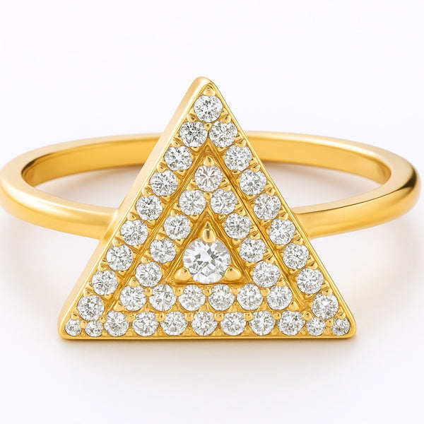 Pyramid Pave Ring in Gold with Diamonds