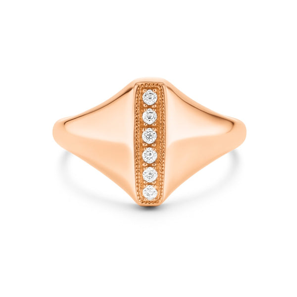 Signet Ring in Gold with Diamonds