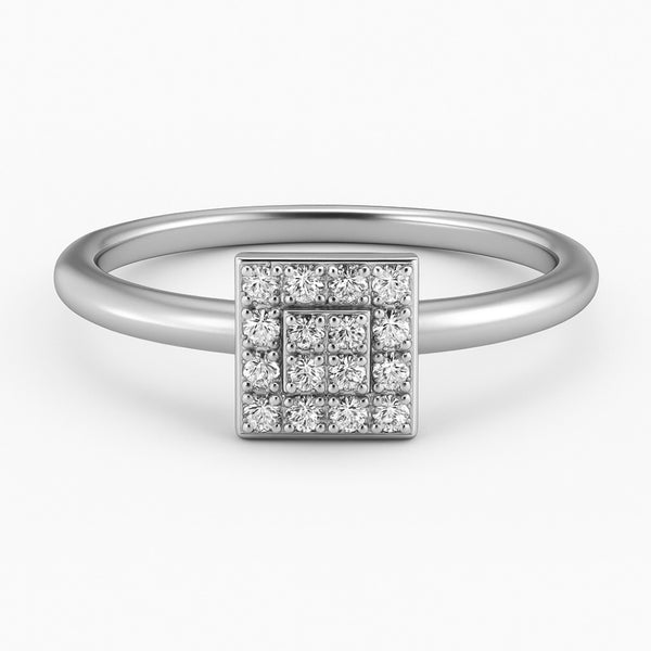 Square Shape Ring in Gold with Diamonds