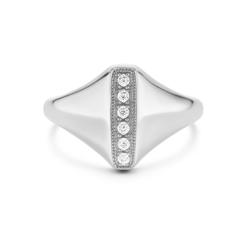 Signet Ring in Gold with Diamonds