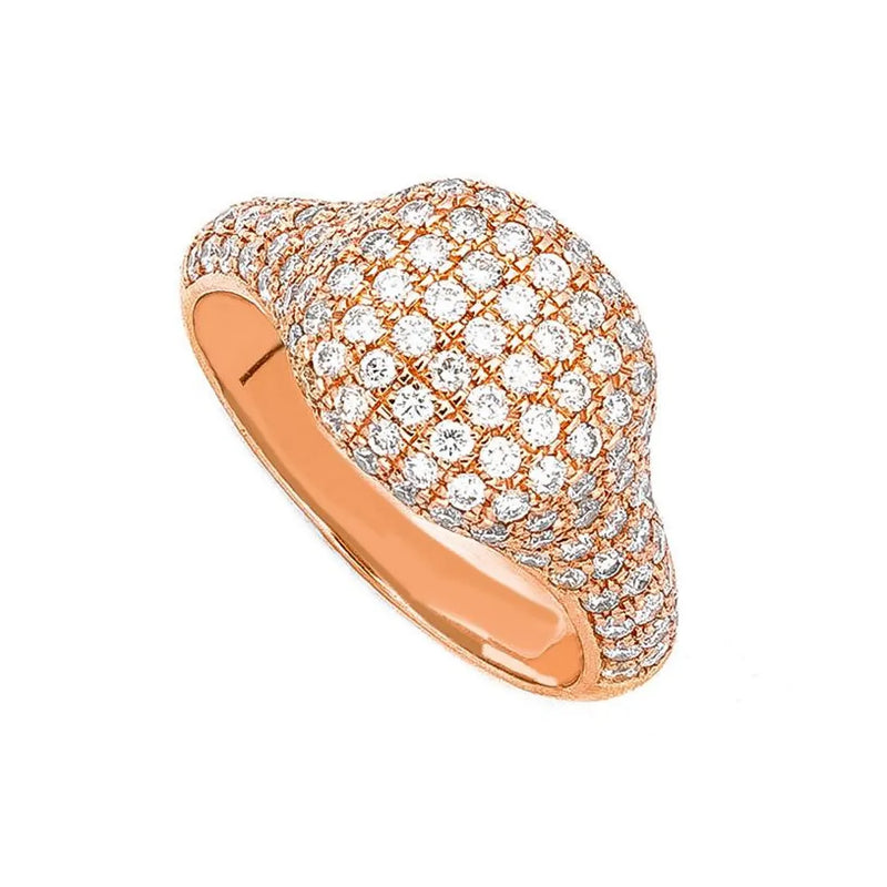 Puff Cushion Ring in Gold with Diamonds