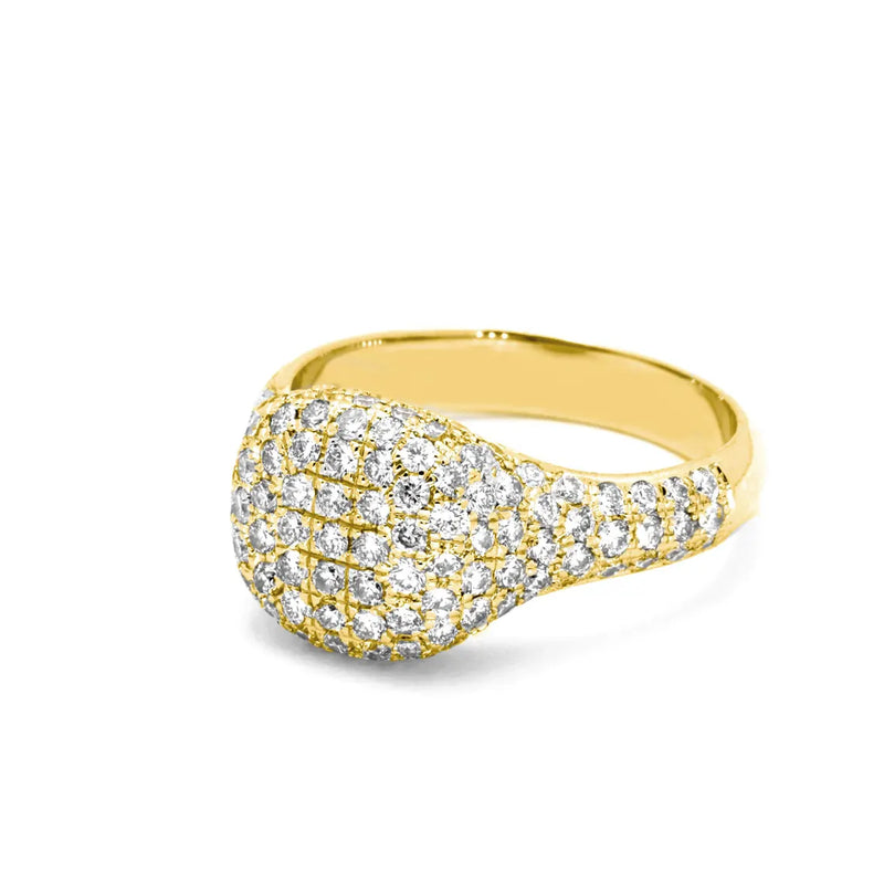 Puff Cushion Ring in Gold with Diamonds