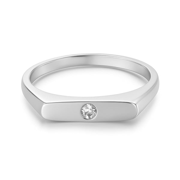 Signet Ring in Gold with Diamonds