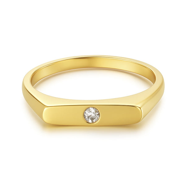 Signet Ring in Gold with Diamonds