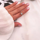 Square Shape Ring in Gold with Diamonds