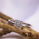 Square Shape Ring in Gold with Diamonds