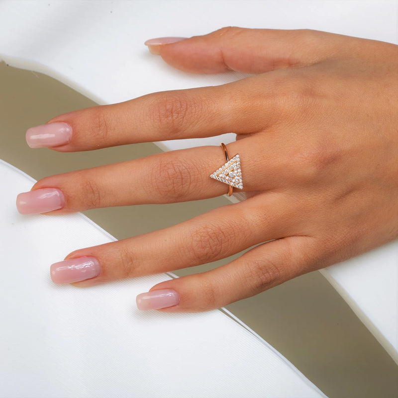 Pyramid Pave Ring in Gold with Diamonds