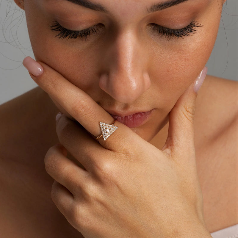 Pyramid Pave Ring in Gold with Diamonds