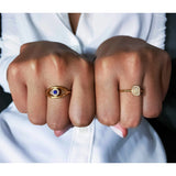 Evil Eye Shape  Ring in Gold with Diamonds