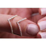 V Shape Ring in Gold with Diamonds