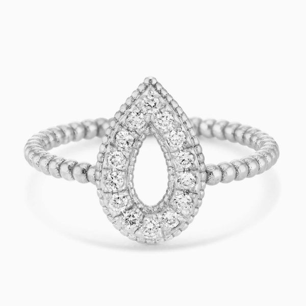 Pear Shape Vintage Design Ring in Gold with Diamonds