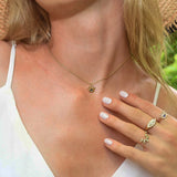 Tiny Evil Eye Shape Necklace in Gold with Diamonds