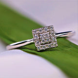 Square Shape Ring in Gold with Diamonds