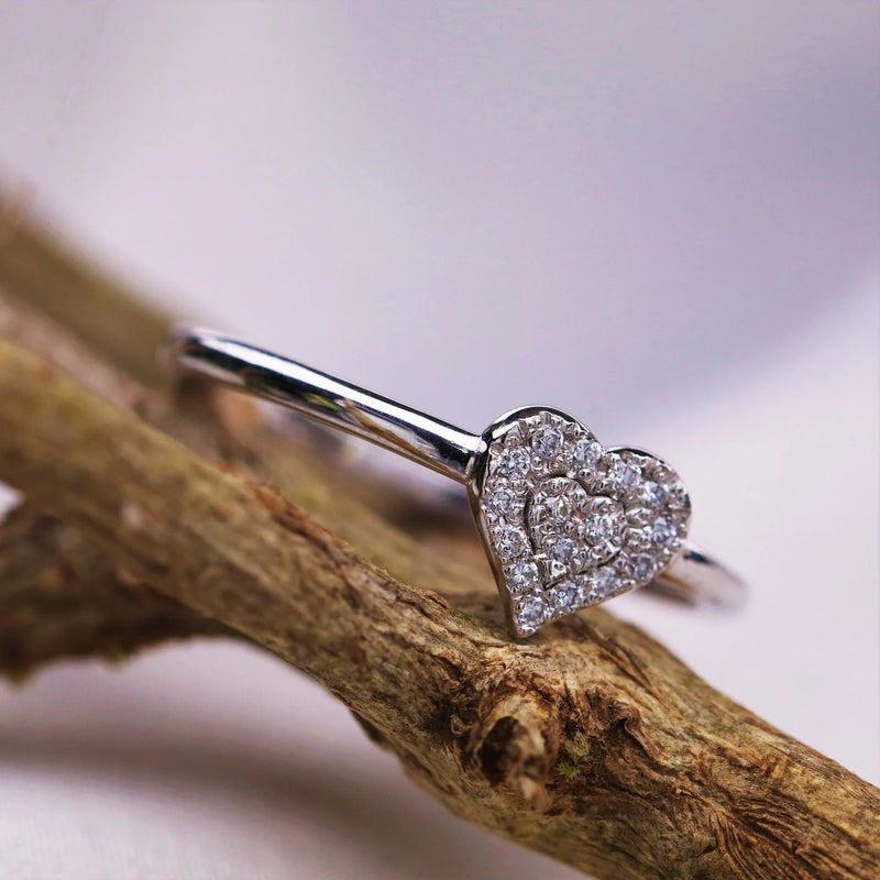 Heart Shape Ring in Gold with Diamonds