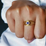 Evil Eye Shape  Ring in Gold with Diamonds