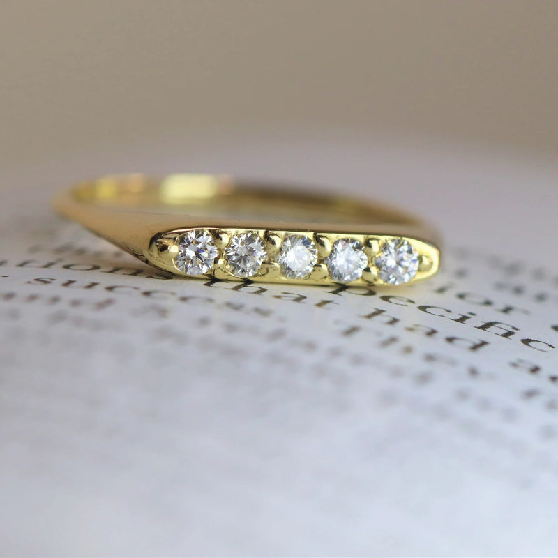 Signet Ring in Gold with Diamonds