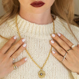 Two Finger Ring in gold with diamonds