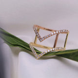 V Shape Ring in Gold with Diamonds