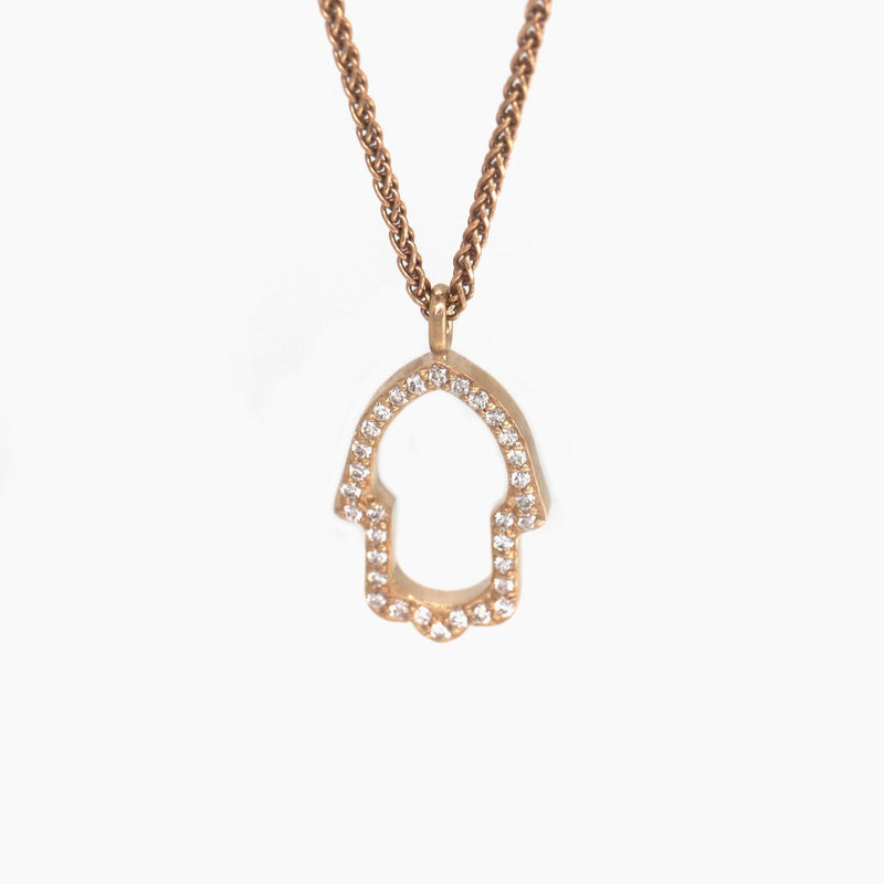 Hamsa Necklace in Gold with Diamonds
