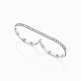 Two Finger Ring in gold with diamonds