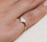 Heart Signet Ring in Gold with Diamonds