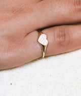 Heart Signet Ring in Gold with Diamonds
