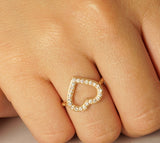 Heart Ring in Gold with Diamonds