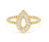 Pear Shape Vintage Design Ring in Gold with Diamonds