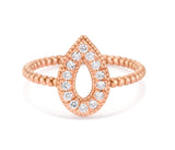 Pear Shape Vintage Design Ring in Gold with Diamonds