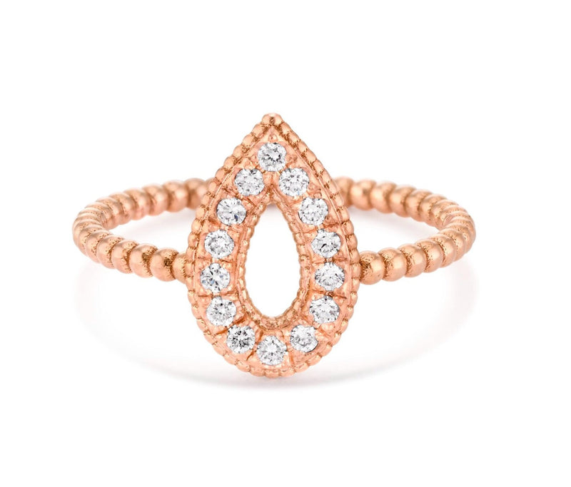 Pear Shape Vintage Design Ring in Gold with Diamonds