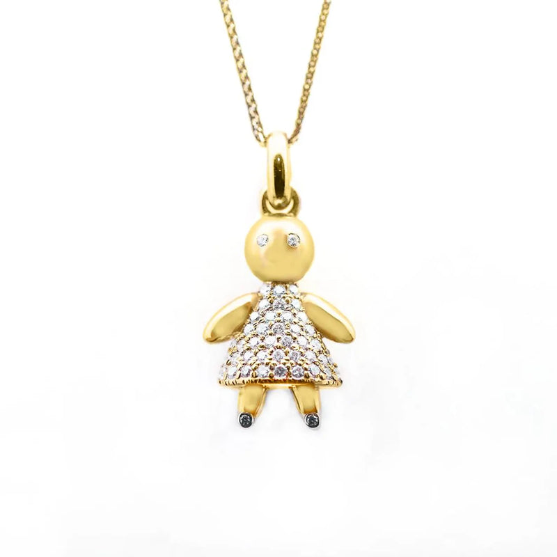 New Mom | Doll Necklace in Gold with Diamonds