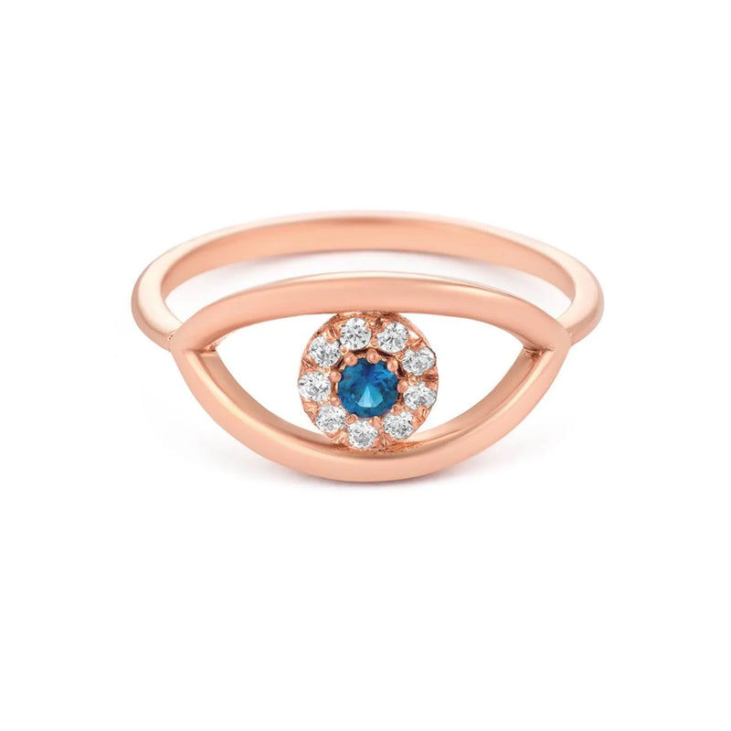 Evil Eye Shape  Ring in Gold with Diamonds