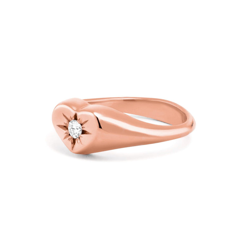 Pinkie Heart Ring in Gold with Diamonds