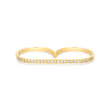 Two Finger Ring in gold with diamonds