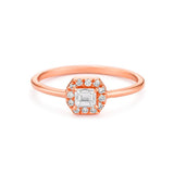 Emerald Shape Ring in Gold with Diamonds
