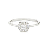 Emerald Shape Ring in Gold with Diamonds