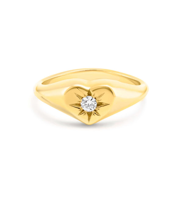 Pinkie Heart Ring in Gold with Diamonds