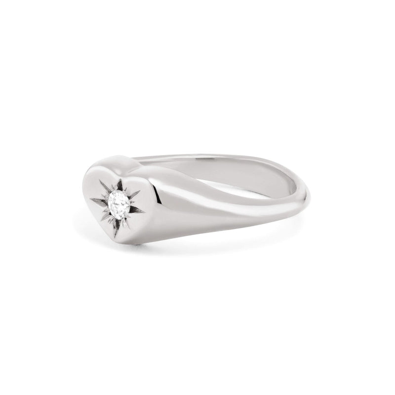 Pinkie Heart Ring in Gold with Diamonds