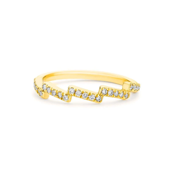 Zig Zag Wave Shape Ring in Gold with Diamonds