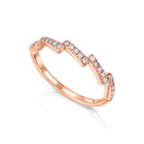 Zig Zag Wave Shape Ring in Gold with Diamonds