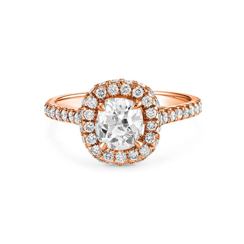 Double Halo Ring Shape in Gold with Diamonds