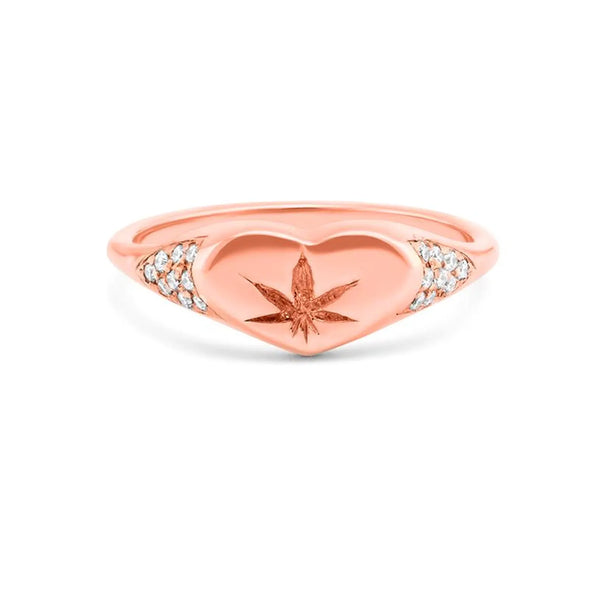 Heart Leaf Ring in Gold with Diamonds