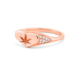 Heart Leaf Ring in Gold with Diamonds